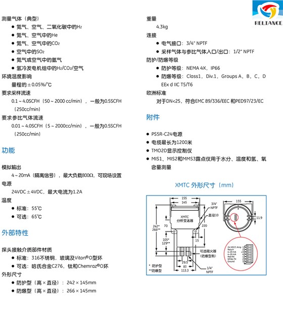 热导士二元气体分析变送器
