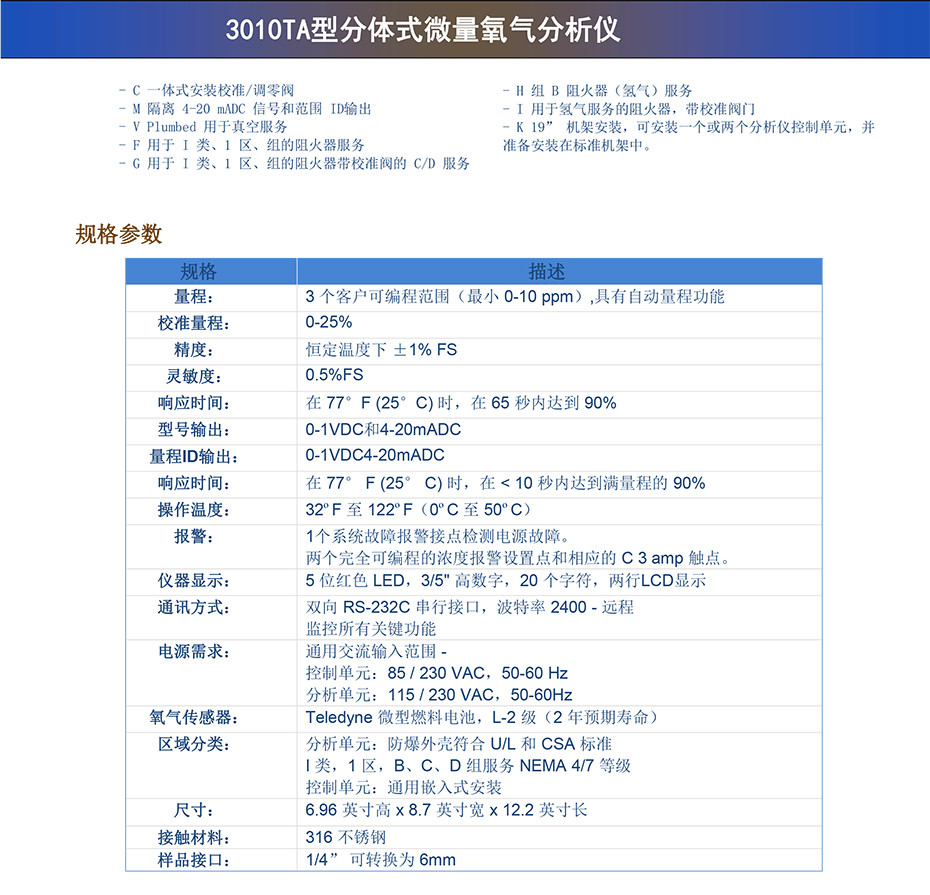3010TA 型氧气分析仪
